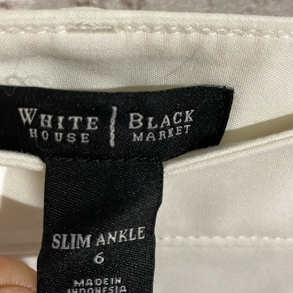 White House Black Market Flat Front Slim Ankle White Cream Size 6 - Picture 5 of 6